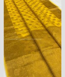 Mustard Yellow color Organza sarees with all over big buties design -ORGS0000423