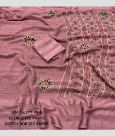 Rose Pink color Georgette sarees with all over printed design -GEOS0024468