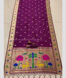 Magenta color paithani sarees with all over meenakari buttas design -PTNS0005349