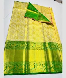 Cream and Green color kanchi Lehengas with Jari Border Design-KAPL0000070