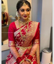 Red and Gold color Banarasi sarees with All over Design-BANS0002133