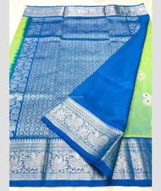Blue and Aquamarine color venkatagiri pattu sarees with all over buttas design -VAGP0001182
