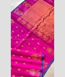 Pink and Purple color gadwal pattu handloom saree with All over Buttas Design-GDWP0000639