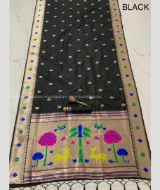 Black color paithani sarees with all over meenakari buttas design -PTNS0005355