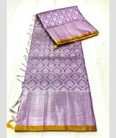 Dull Purple and Yellow color venkatagiri pattu sarees with all over jari design -VAGP0001195