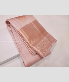 Cream and Copper color kanchi pattu handloom saree with zari border saree design -KANP0006010