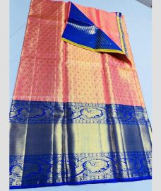 Peach and Dark Blue color kanchi Lehengas with Jari Border Design-KAPL0000072