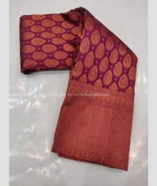 Maroon Colour kanchi pattu handloom saree with zari border saree design -KANP0005902