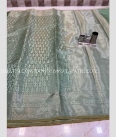 Fern Green and Silver banarasi sarees with Jacquard Border design - BANS0019859