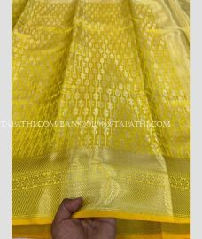 Yellow and Silver banarasi sarees with Jacquard Border design - BANS0019862