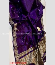 Plum Purple and Golden banarasi sarees with All over Buttas design - BANS0019883