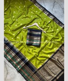 Parrot Green and Black banarasi sarees with All over Buttas design - BANS0019926