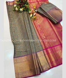 grey and brown colour banarasi sarees with All over design - BANS0019960