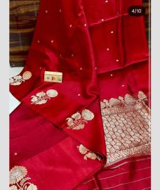 Crimson and Silver banarasi sarees with All over Buttas design