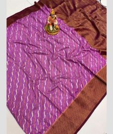 Lite Magenta and Chocolate banarasi sarees with Pochampally Border design