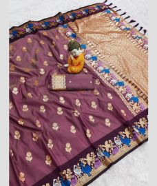 Dull Pink and Scarlet banarasi sarees with All over Buttas design