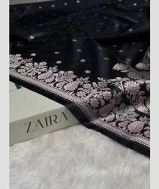 Black and Cream banarasi sarees with All over Buttas design