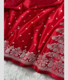 Coral Pink and Cream banarasi sarees with All over Buttas design