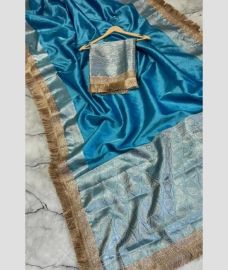 Lite Blue and Sky Blue banarasi sarees with Lace Border design