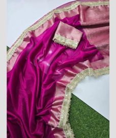 Magenta and Baby Pink banarasi sarees with Lace Border design