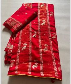 Red and Golden banarasi sarees with All over Buttas design