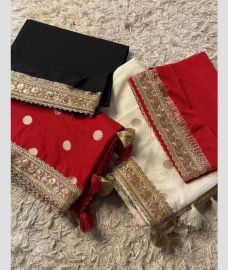 maroon and black colour banarasi sarees with All over Buttas design