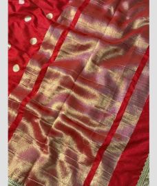 maroon and brown colour banarasi sarees with All over Buttas design