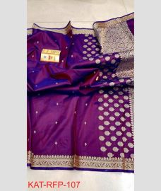 purple colour banarasi sarees with All over Buttas design