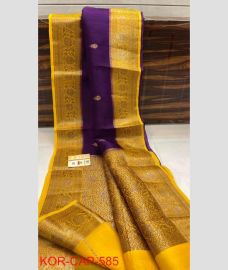 purple and brown colour banarasi sarees with All over Buttas design