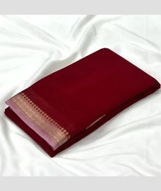 maroon colour banarasi sarees with Plain design