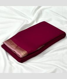 magenta red colour banarasi sarees with Plain design
