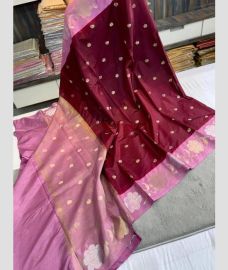 purple colour banarasi sarees with All over Buttas design