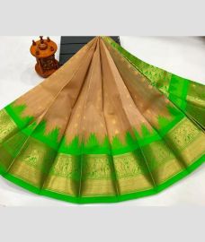 brown colour chenderi silk sarees with Kuppadam Border design