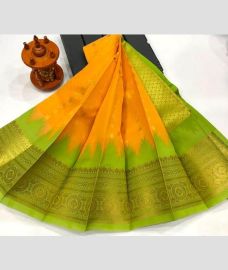 yellow colour chenderi silk sarees with Kuppadam Border design