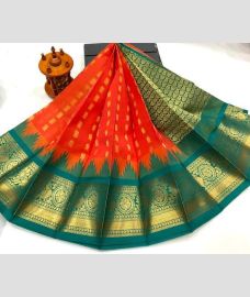 magenta red colour chenderi silk sarees with Kuppadam Border design