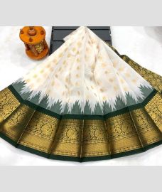 cream colour chenderi silk sarees with Kuppadam Border design