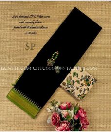 Black and Green chettinad cotton sarees with All over Buttas design - CHTC0000085