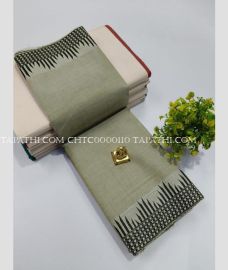 Kakhi Green and Black chettinad cotton sarees with Fancy Border design - CHTC0000110