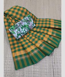 Lite Yellow and Green chettinad cotton sarees with Fancy Border design