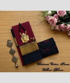 maroon red colour chettinad cotton sarees with Fancy Border design