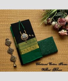 block colour chettinad cotton sarees with Fancy Border design