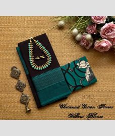 navy blue colour chettinad cotton sarees with Fancy Border design