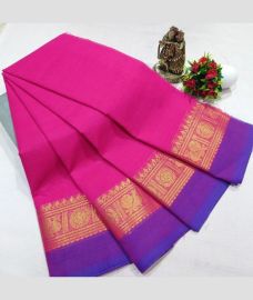 purple colour chettinad cotton sarees with Fancy Border design
