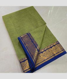light green colour chettinad cotton sarees with Fancy Border design