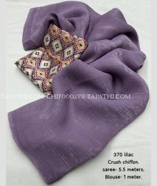 Dull Purple and Cream chiffon sarees with Plain design - CHIF0002351