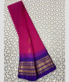 Pink and Purple Blue gadwal cotton sarees with Temple Kanchi Border design