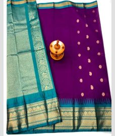 Turquoise and Magenta gadwal cotton sarees with kanchi border design