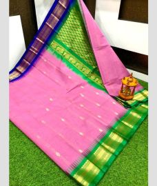light magenta colour gadwal cotton sarees with kanchi border design