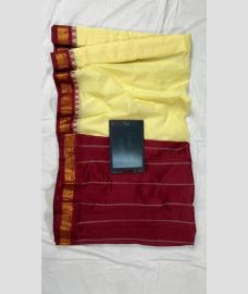 pink and maroon colour gadwal cotton sarees with Plain design