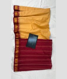 pink and magenta colour gadwal cotton sarees with Plain design